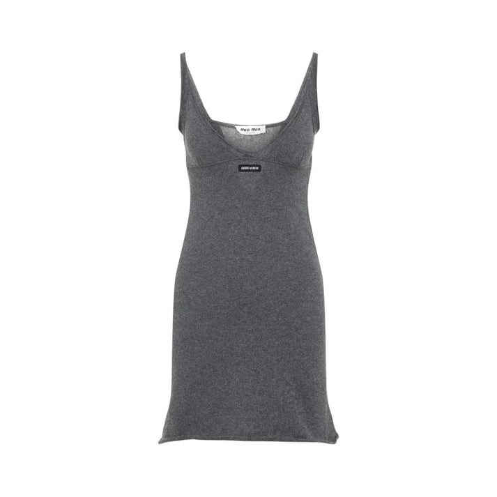 Miu Miu - Cashmere Mini Dress With Scoop Neckline - Größe 42 - grau