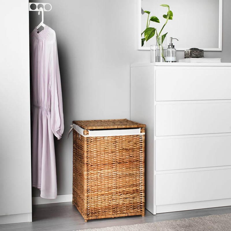 IKEA BRANÄS Wäschekorb, gefüttert, Rattan, 80 l