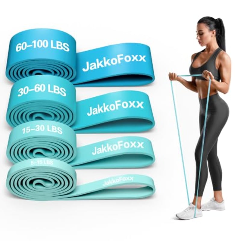 Fitnessbänder 4 Set, Widerstandsband, Dehnungshilfe, tragbares Training, Muskeltraining, Physiotherapie, Übungsbänder für Training (4 er Set Blau)