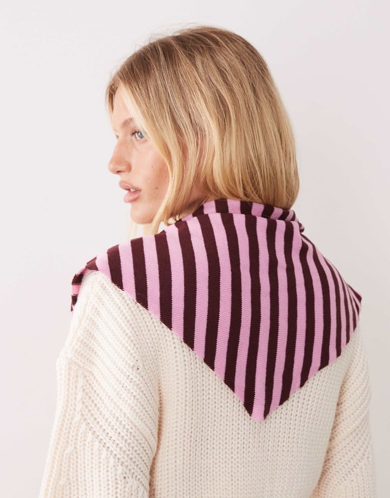 Accessorize leichter Dreiecksschal mit Streifen in Pink und Braun