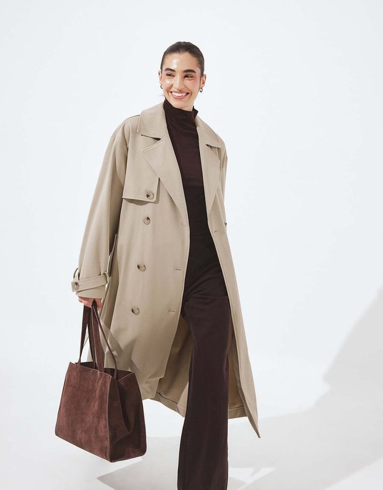 NA-KD – Oversize-Trenchcoat in Beige