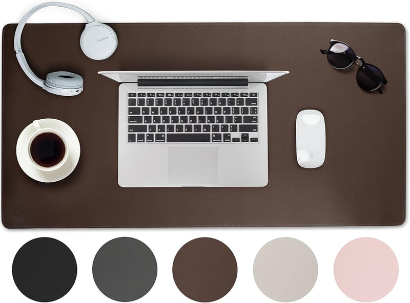 Sidorenko Desk Mat, 80 x 40 cm, Washable, PU Leather Table Mat, Desk Mat in Brown for Office, Non-Slip Desk Mat, Mouse Mat, Desk Mat