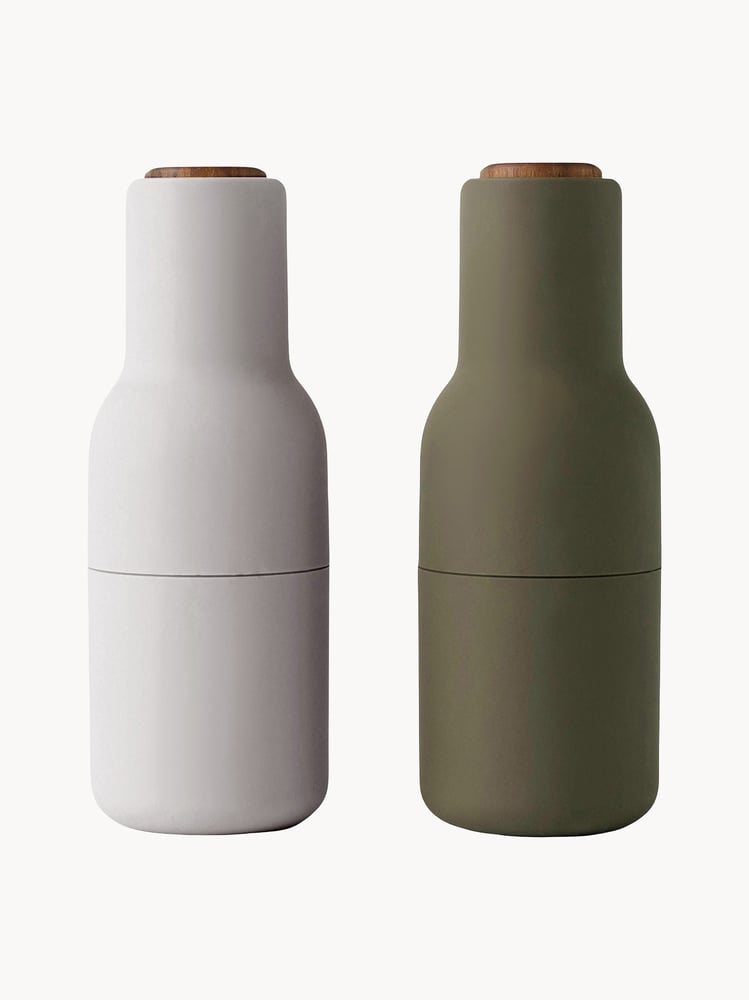 Salz- und Pfeffermühlen Bottle Grinders mit Walnussholz-Deckeln, 2er-Set