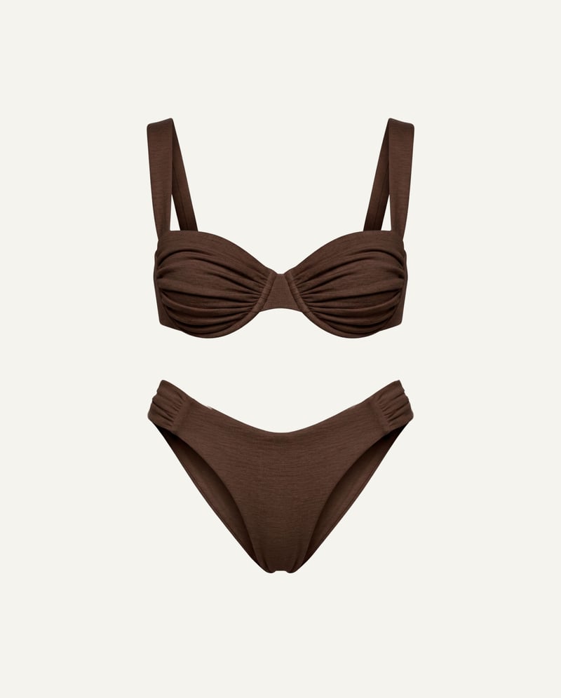 Merino Wool Balconette Bikini Set – Cocoa Brown