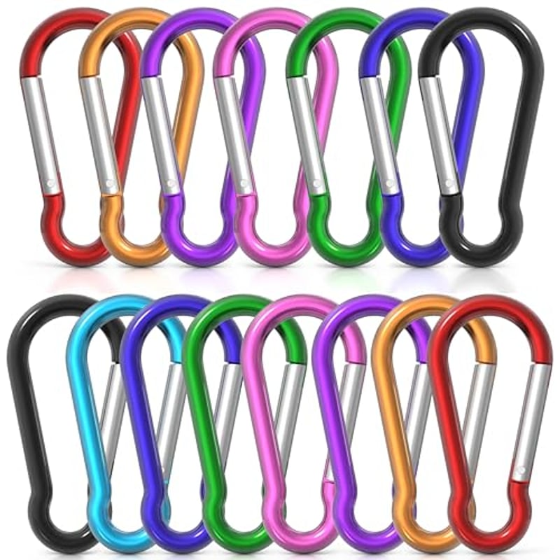 15er Karabinerhaken Schlüsselanhänger Bunt, LISOPO Klein Karabiner Aluminium Karabiner mit Schraubverschluss Schlüsselanhänger 40 x 4mm mit 8 Farben