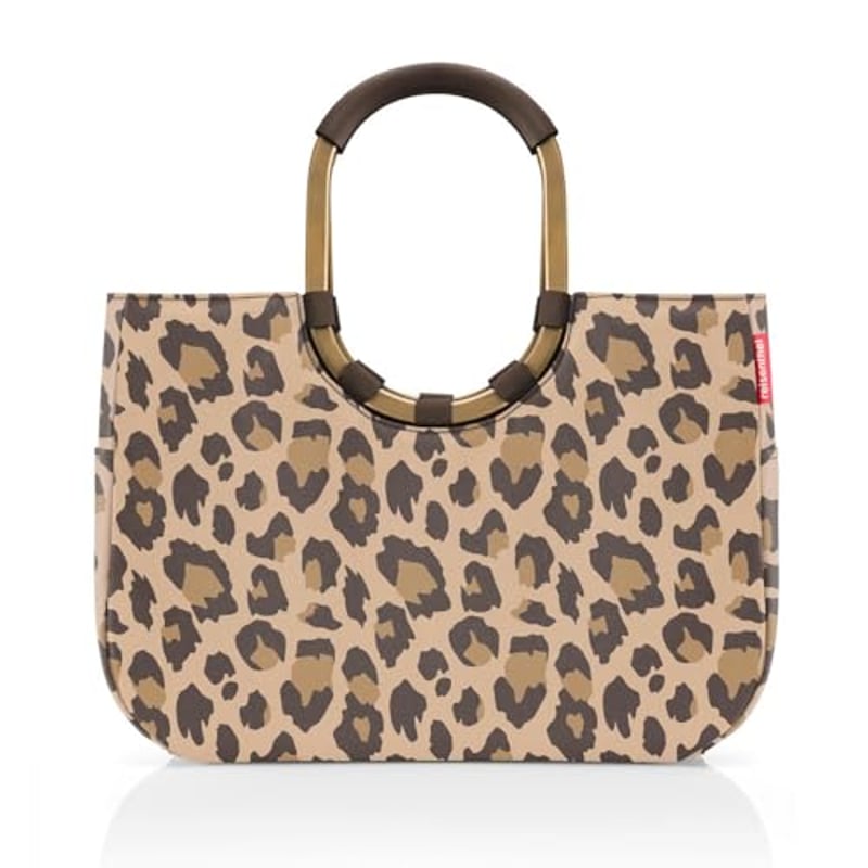 reisenthel loopshopper L frame leo macchiato, Stabile Tasche mit praktischen Fächern aus recycelten PET-Flaschen, Charmantes und wasserabweisendes Design gold