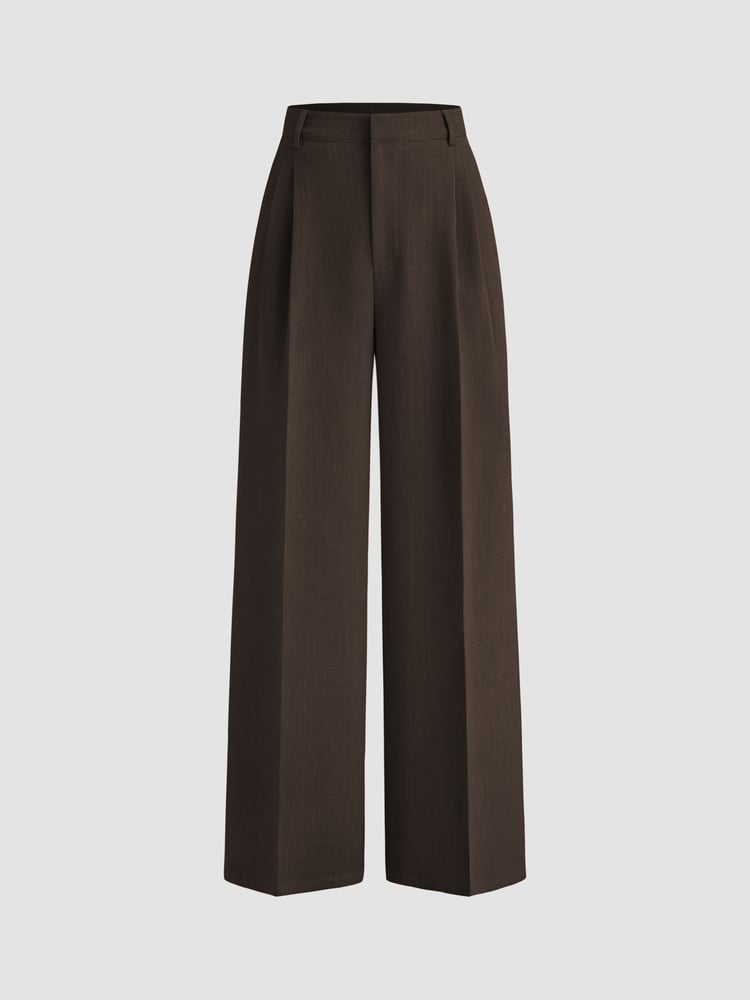 Cider Woven Mid Rise Pleated Wide Leg Trousers For Work