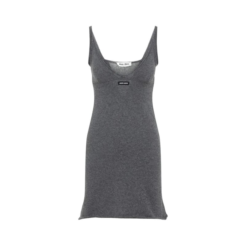 Miu Miu - Cashmere Mini Dress With Scoop Neckline - Größe 42 - grau