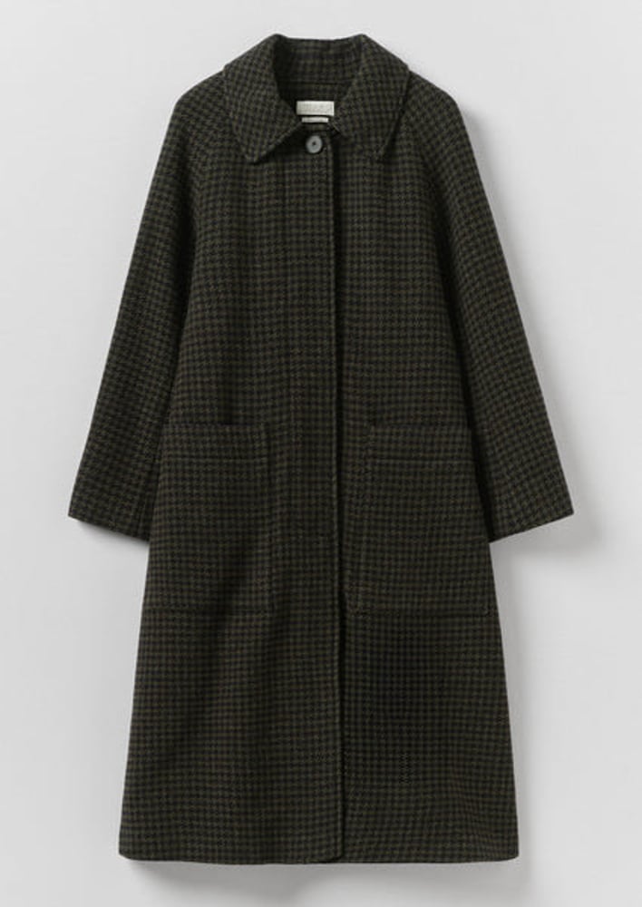 TOAST Frankie Check Wool Raglan Coat | Olive/Black
