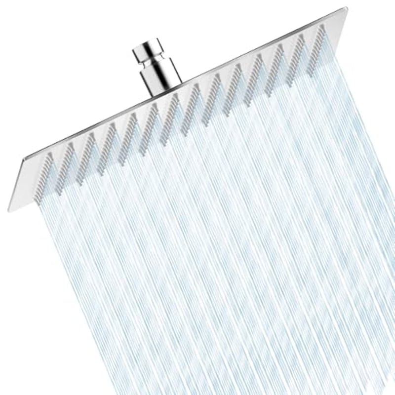 HAUSPROFI feste Duschen mit Anti-Kalk-Silikondüsen, Regenduschkopf aus Edelstahl, quadratisch 30 x 30 cm, gebürstetes Chrom-Finish (Gebürstetes-Quadratisch)
