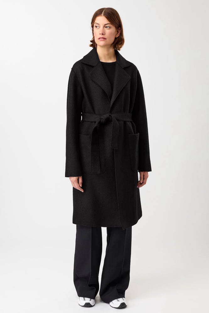 LangerChen Kurzer Mantel zum Binden (Black)