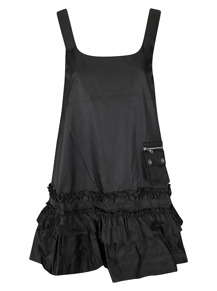 GANNI - Ruffled Mini Dress With U-Neckline