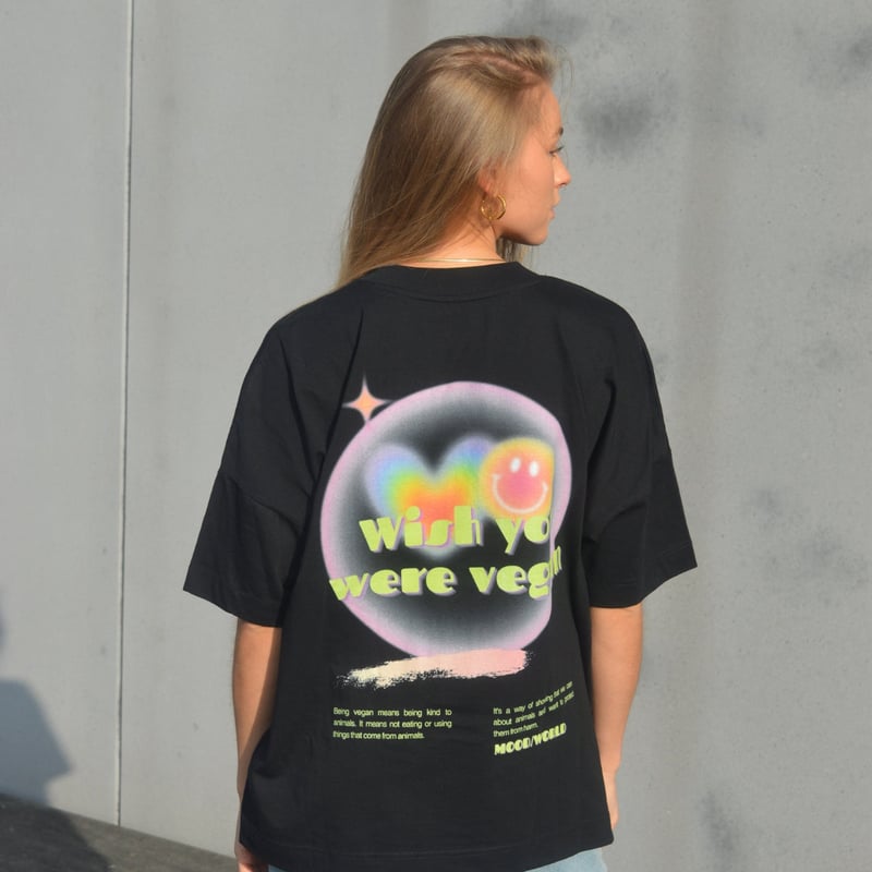 ‘WISH YOU WERE VEGAN Neon’ - Organic Oversize Shirt