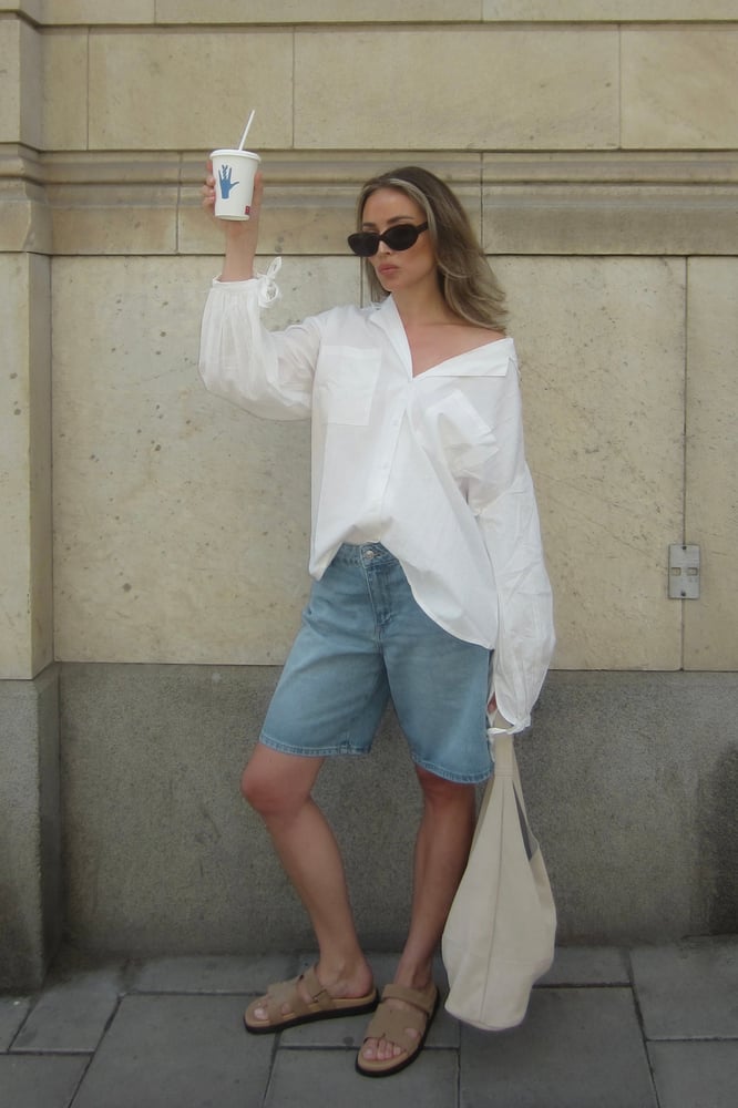 Mid Waist Wide Denim Shorts