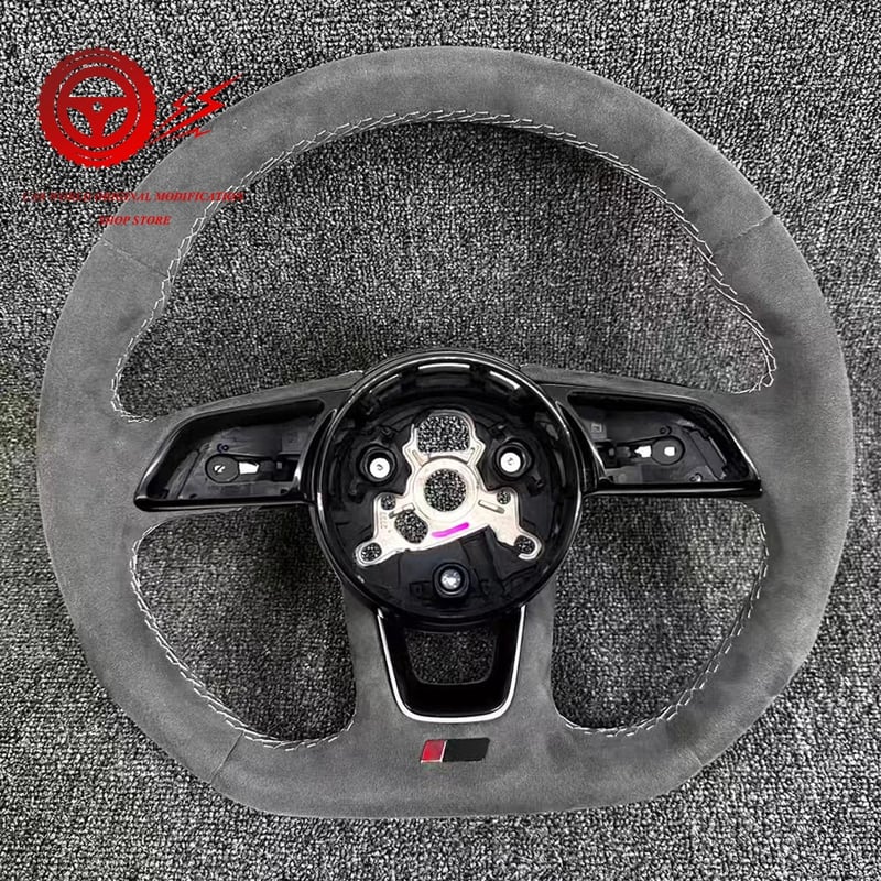 For Audi A4 B9 A3 8V Full Suede Leather Flat Bottomed Sports Steering Wheel - AliExpress 34
