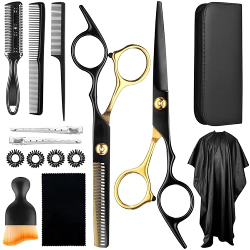 Friseurschere Haarschere Set Haarschneideschere Profi Friseurscheren 6,7 Zoll Effilierschere Friseur Haarschneide Set für Damen Herren Haustiere Familie Friseursalon 15 Stück by YNOYMO