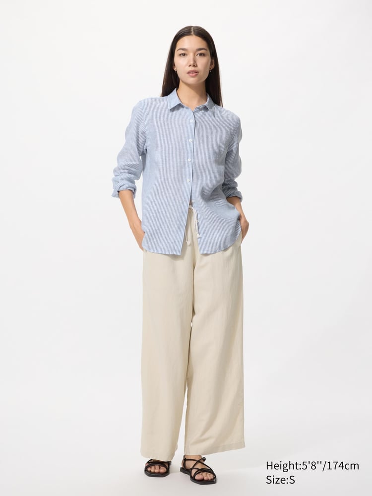 UNIQLO 100% Premium Linen Shirt (Striped)