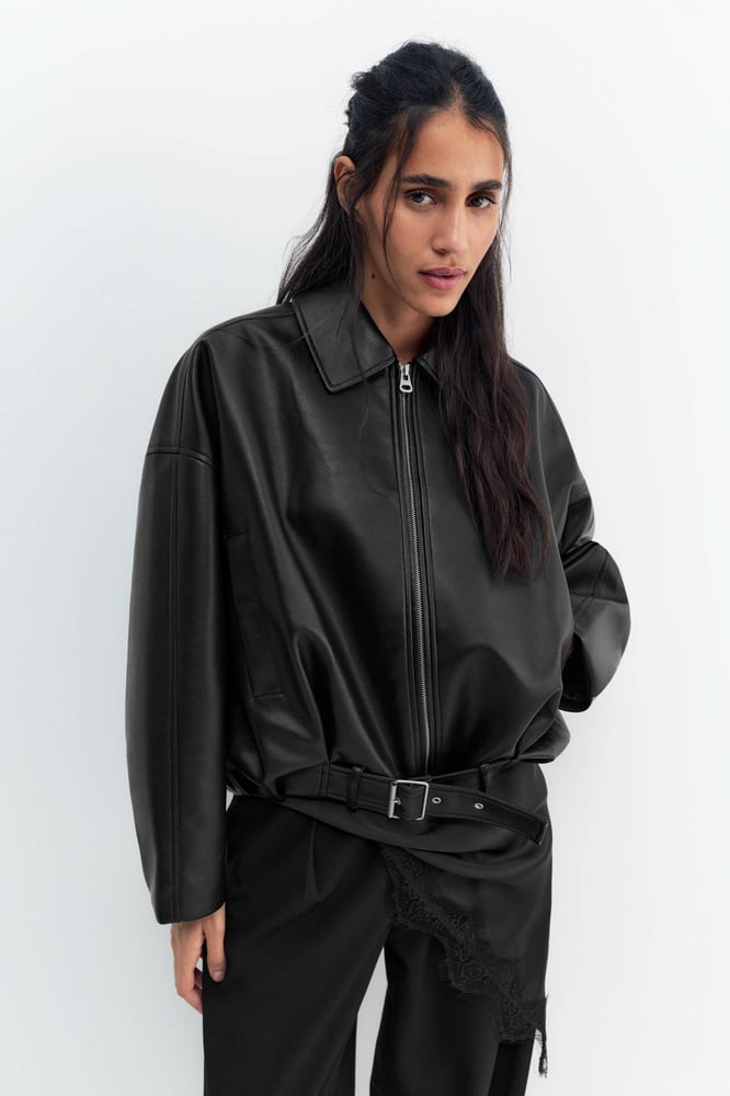 Pull&Bear Bomberjacke aus Kunstleder
