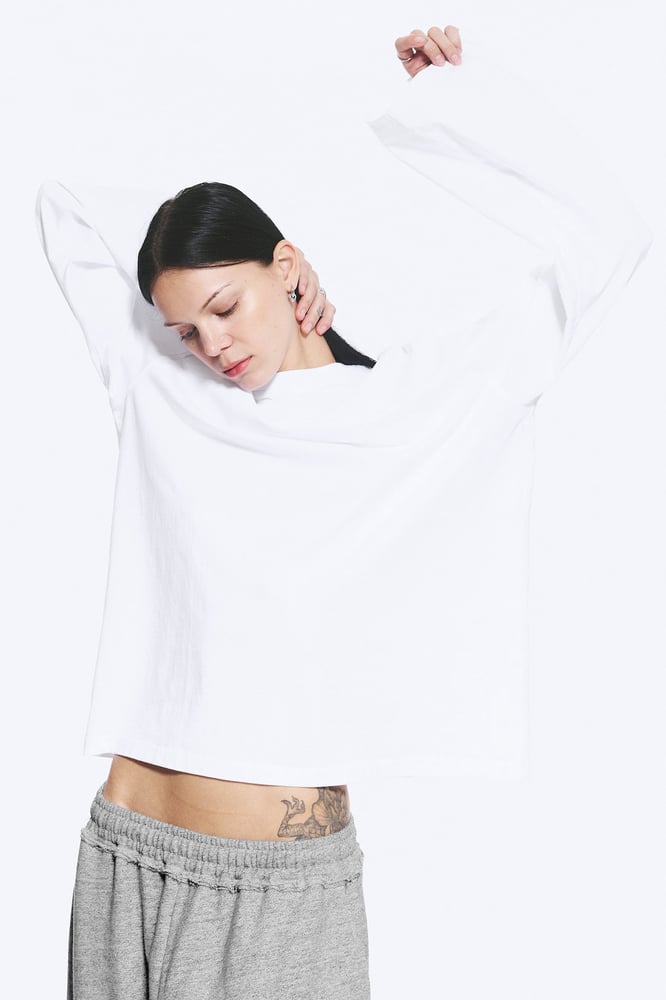 H&M Oversized-T-Shirt mit langen Ärmeln - Weiß - Ladies