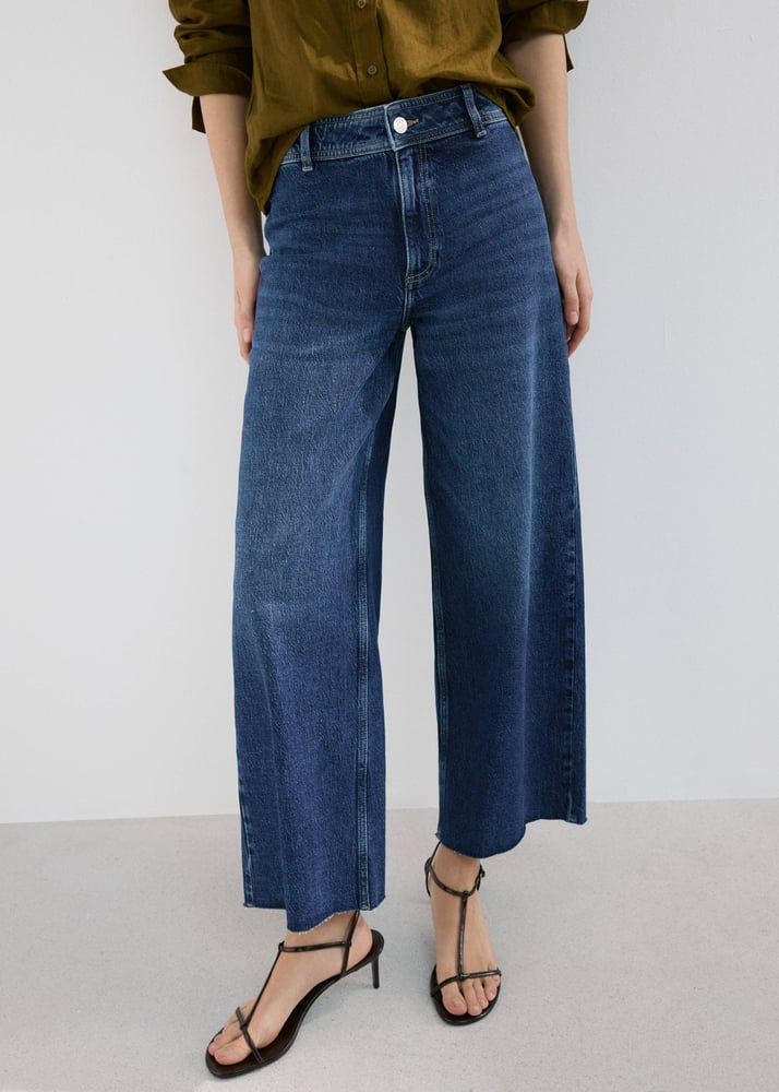 Mango CATHERIN CULOTTE HIGH-RISE - Flared Jeans - dark blue/dunkelblau - Zalando