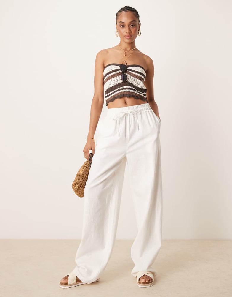 ASOS DESIGN Tall – Hose in Leinenoptik in Wollweiß