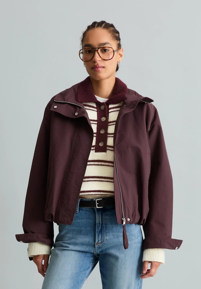 Marc O'Polo DENIM Outdoor-Jacke Relaxed mit Stehkragen, Burnt Aubergine
