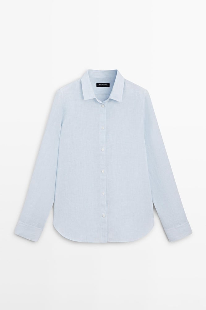 Gestreiftes Hemd 100% Leinen Regular-Fit · Himmelblau · Hemden | Massimo Dutti