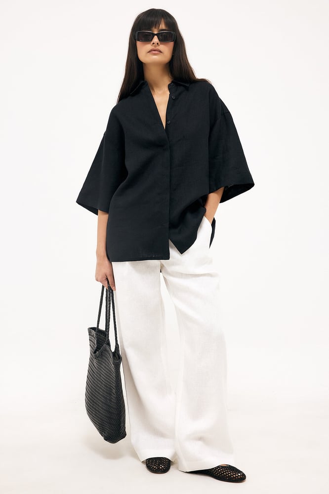 Tailored Wide Leg Linen Pants