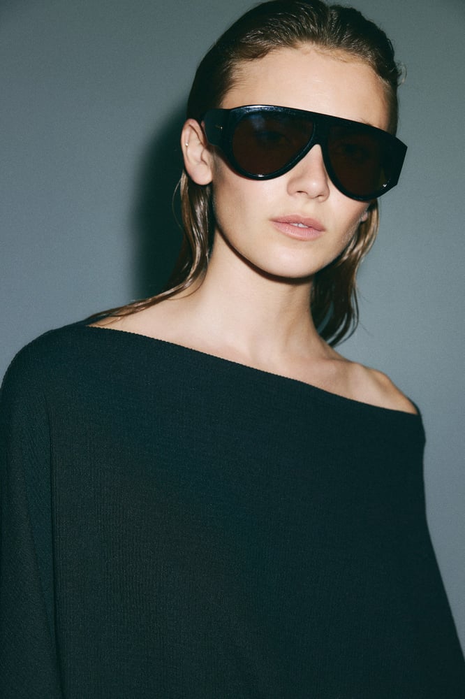 H&M Gecrinkeltes Shirt mit Fledermausärmeln - Schwarz - Ladies