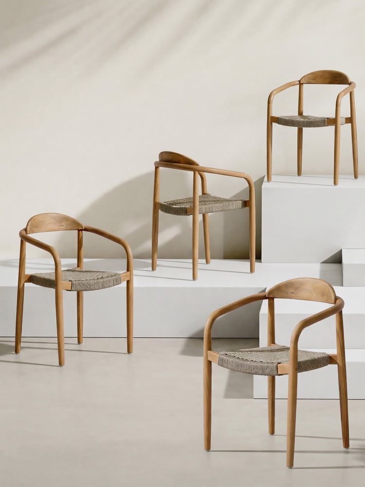 Nabire 4er-Set Stühle aus Massivholz und Seil - Kenay Home