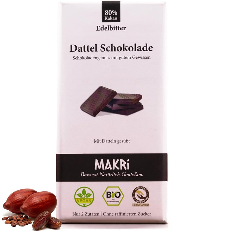 MAKRi Bio Dattel Schokolade - Edelbitter 80%