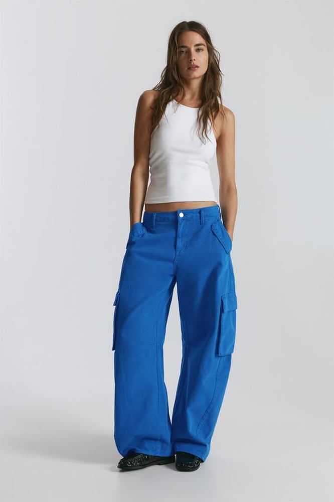 Pull&Bear Cargo-Hose im Balloon-Fit in Ink Blue
