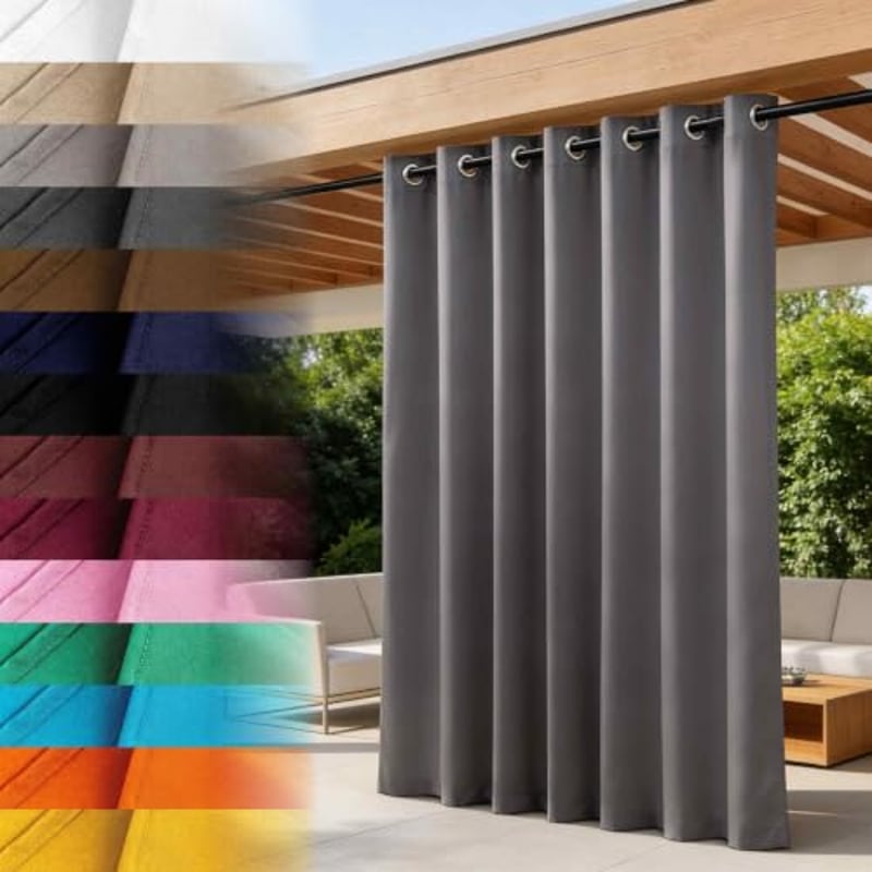 Lantigo Outdoor Vorhang Graphit 155x220 cm wasserdicht UV-fest Garten