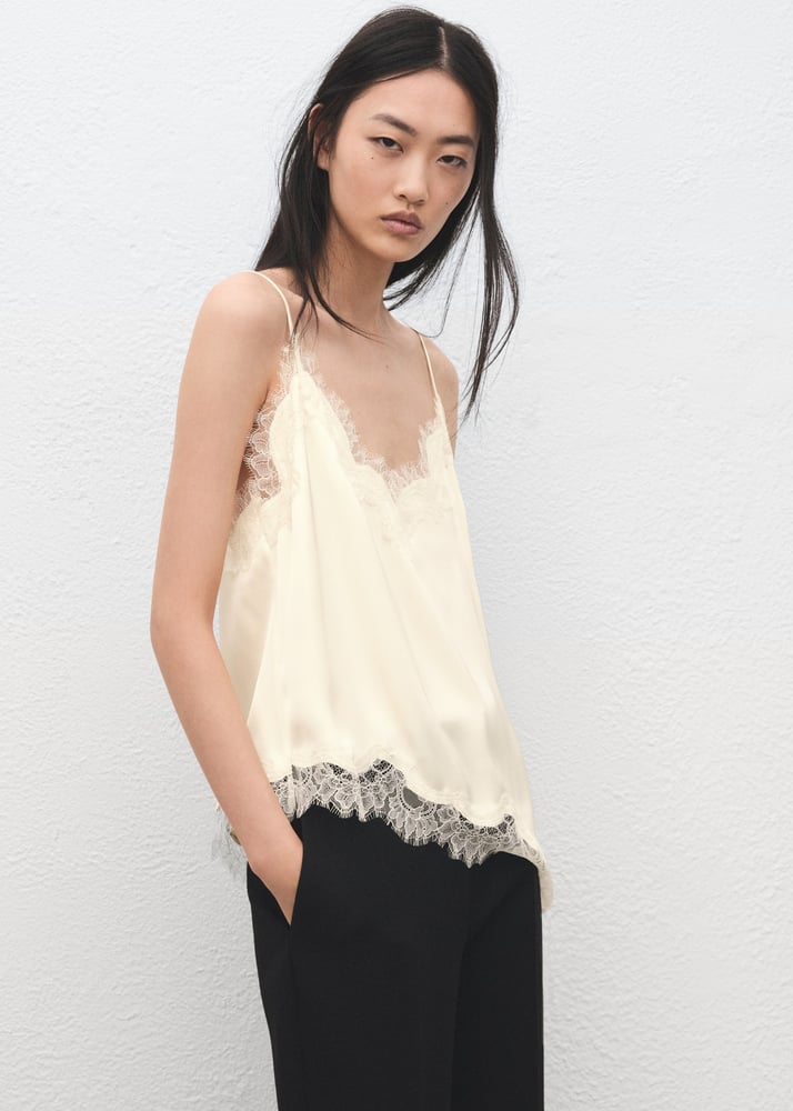 MANGO Asymmetrisches Lingerie-Top aus Spitze