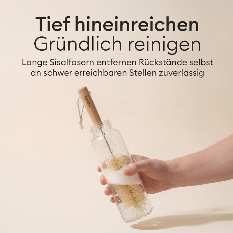 Vove Flaschenbürsten-Set 4-teilig aus Natur-Sisal