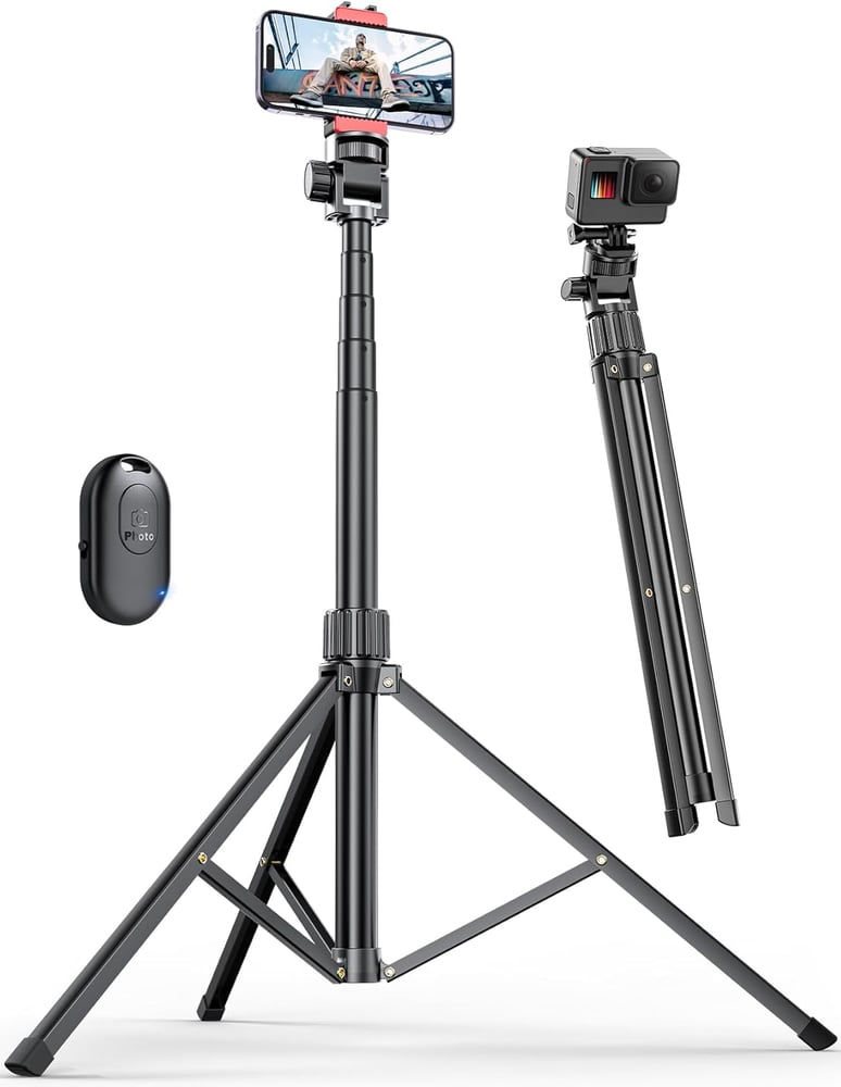 180 cm Mobile Phone Tripod for Smartphone, Sturdy Expandable Aluminium Rods & Larger and Longer Tripod Legs, Mobile Phone Tripod Holder with Remote Shutter Release Compatible Smartphone | Sturdy, larger and longer tripod legs, mobile phone tripod holder with remote shutter release compatible smartphone