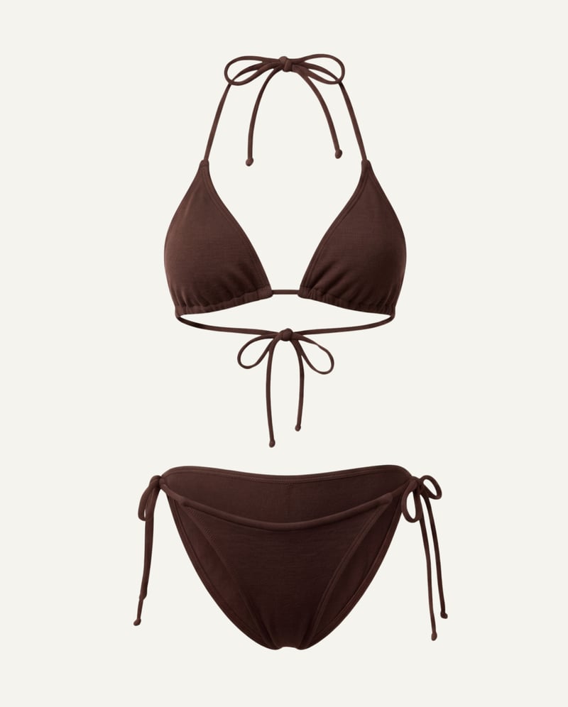 Merino Wool Triangle Bikini Set – Cocoa Brown
