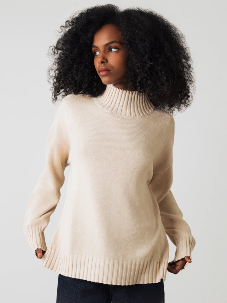 Honest Basics Mock-Pullover - Rattan
