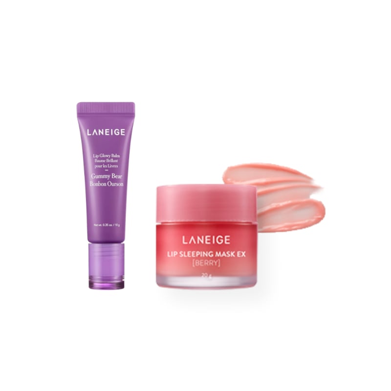 LANEIGE - Lip Glowy Balm - 10g - Gummy Bear (1ea) X Lip Sleeping Mask EX - 20g - Berry (1ea)
