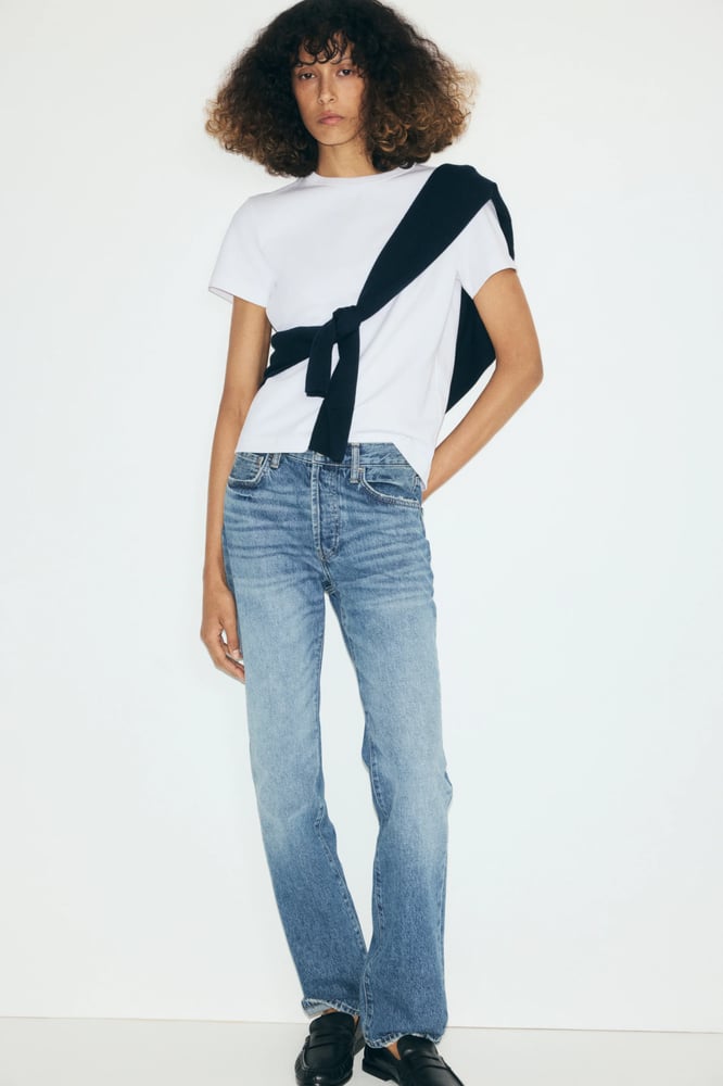 H&M T-Shirt aus Baumwoll-Interlock - Weiß