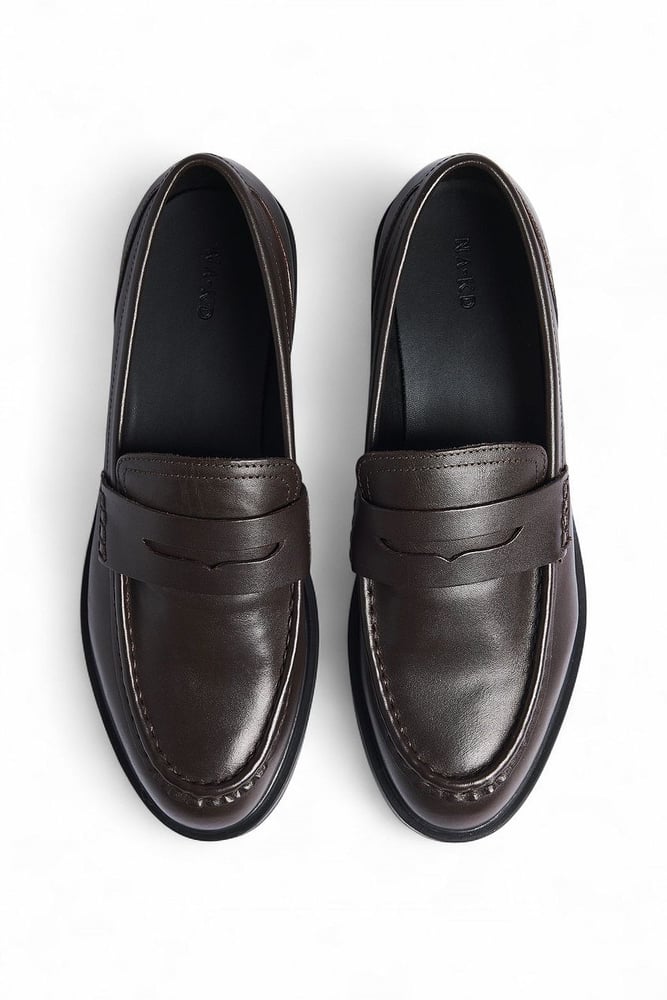 NA-KD Leder-Slipper Braun