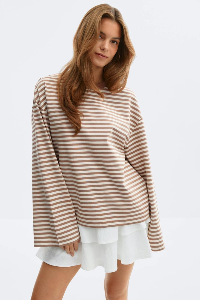 Gina Tricot Stripe long sleeve tee - Grau
