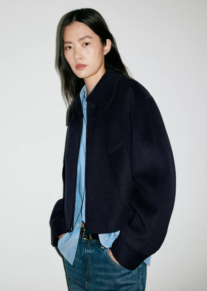 Mango Wolljacke mit Hemdkragen