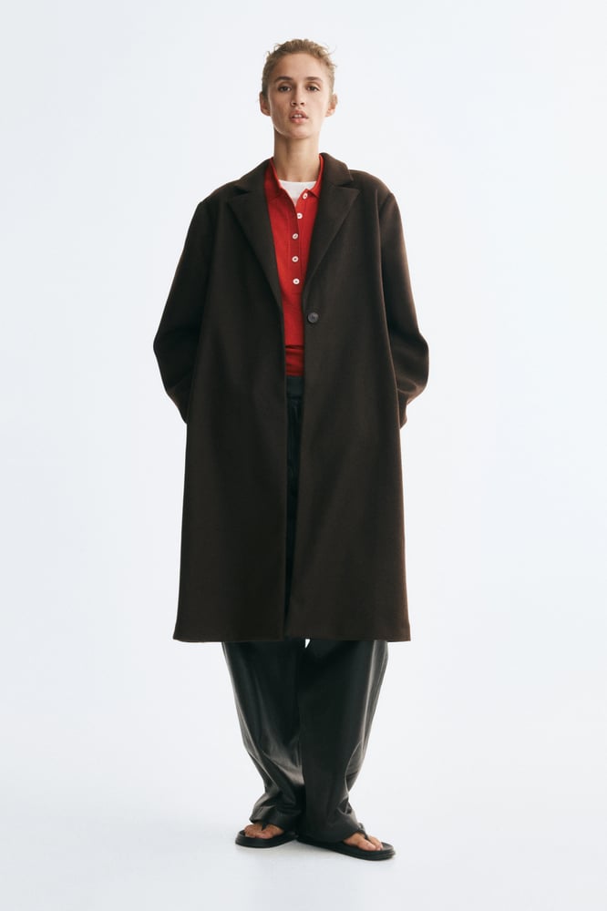 H&M Einreihiger Mantel - Dunkelbraun - Ladies