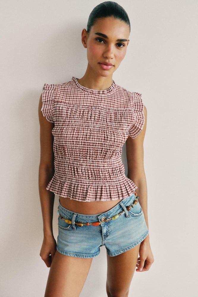 ZARA TOP MIT GESMOKTEM VICHYKARO