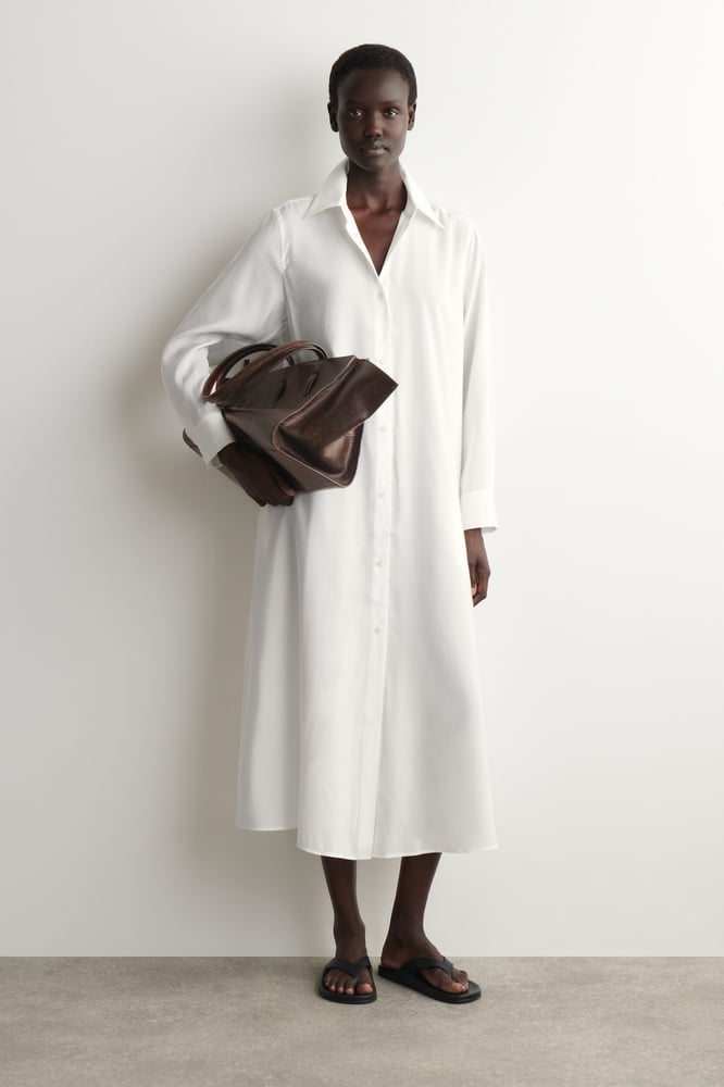 COS - fließendes Hemdkleid - weiß 