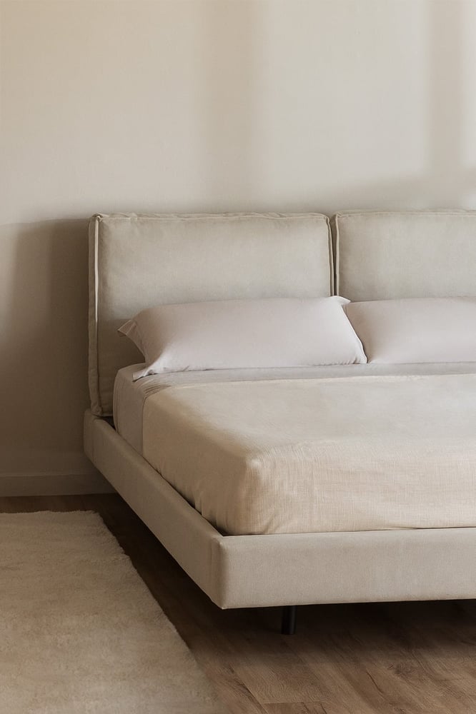 Gepolstertes Bett für Matratze 160x200cm Eierschalenweiß Ketia