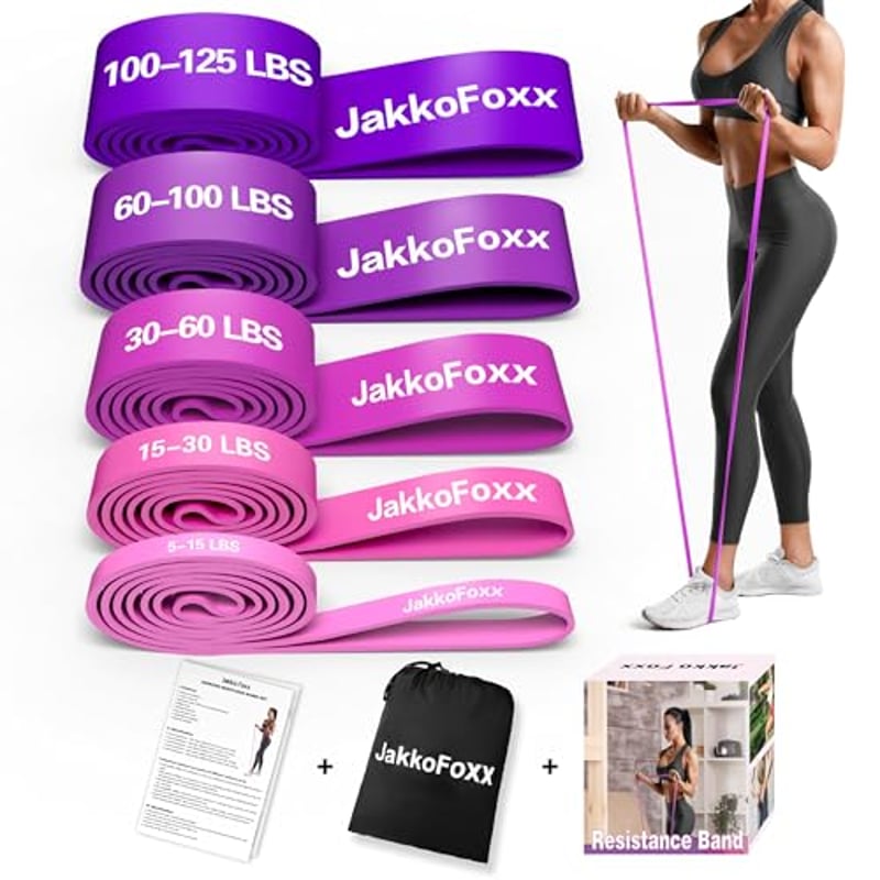 Fitnessbänder 5 Set, Widerstandsband, Dehnungshilfe, tragbares Training, Muskeltraining, Physiotherapie, Übungsbänder für Training