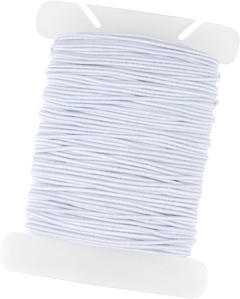 20 m Elastic Band for Bracelets, 1 mm Hat Rubber, Rubber Cord, White | Rubber cord, bead cord, elastic thread for DIY crafts, jewellery making, necklaces