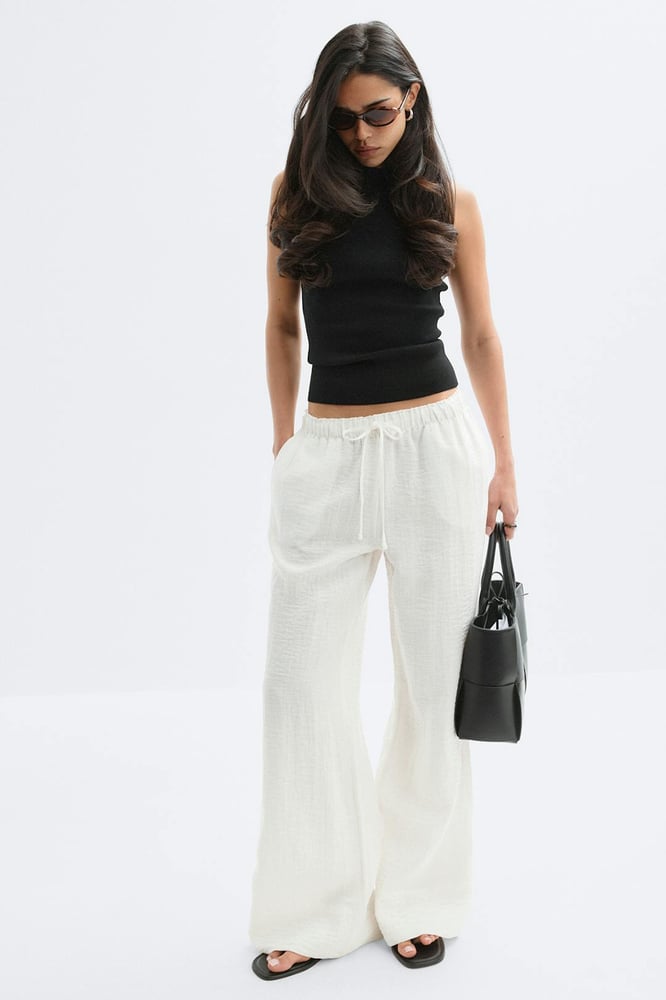 Gina Tricot Wide drawstring trousers - Weiß